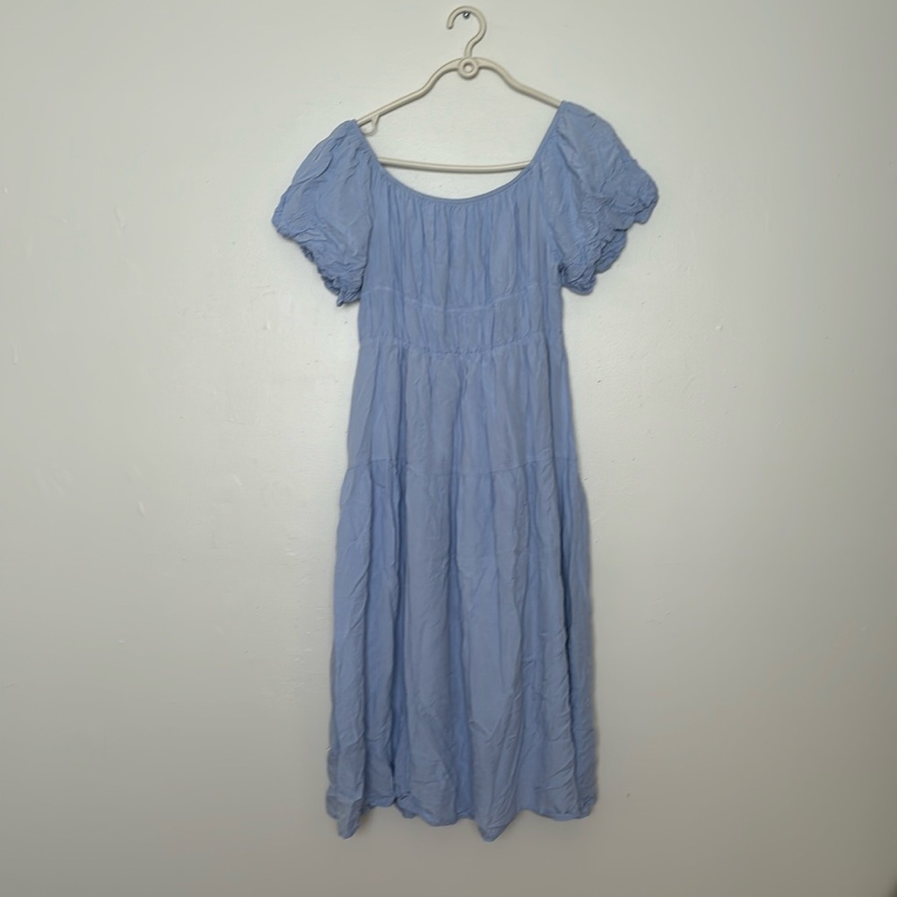 Baby blue midi dress - off the shoulder